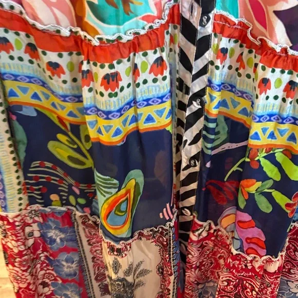 Johnny Was Bright Multicolor Patchwork Midi Dress - Picture 4 of 7